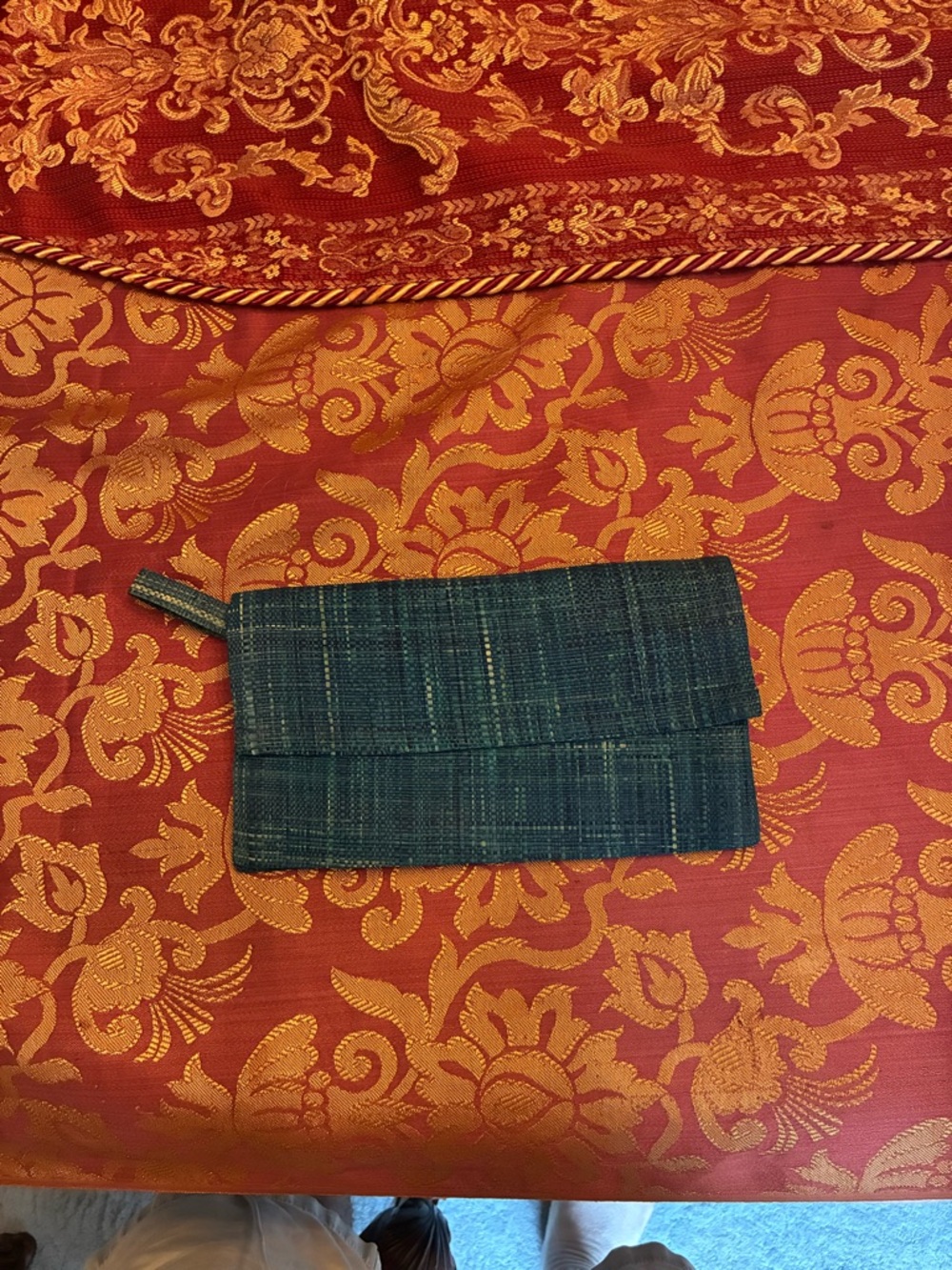 Handwoven Blue-Green Fabric Clutch